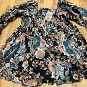 Romantic Gypsy Maternity Floral Smocked Blouse S NWT